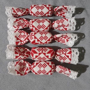 Textil szaloncukor 5db - karácsony - karácsonyi lakásdekoráció - karácsonyfadíszek - Meska.hu