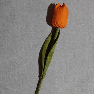 Textil tulipán ( 1 szál narancssárga), Otthon & Életmód, Dekoráció, Virágdísz és tartó, Csokor & Virágdísz, Varrás, MESKA