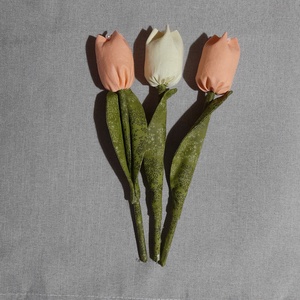Textil tulipánok ( 3db. barack és krém), Otthon & Életmód, Dekoráció, Virágdísz és tartó, Csokor & Virágdísz, Varrás, MESKA