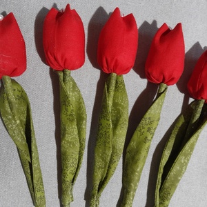 Textil tulipánok ( 6szál piros) - Meska.hu