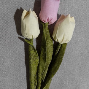 Textil tulipánok ( 3 szál), Otthon & Életmód, Dekoráció, Virágdísz és tartó, Csokor & Virágdísz, Varrás, MESKA