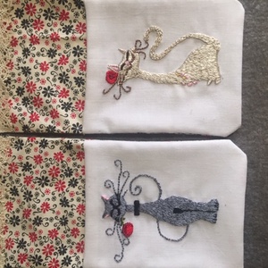 Evőeszköztartó, Esküvő, Dekoráció, Tálalás, Hímzés, Varrás, MESKA