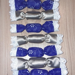10db Textil szaloncukor ( ezüst és kékfestő) - Meska.hu