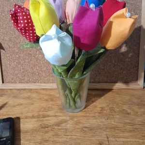 Textil tulipán, színes 10szál - Meska.hu