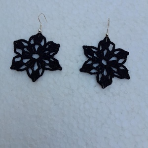 Fekete horgolt fülbevaló - Meska.hu