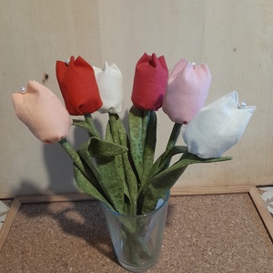 Textil tulipán 6db, Otthon & Életmód, Virágdekoráció, Virágok, Szálas virág, , MESKA