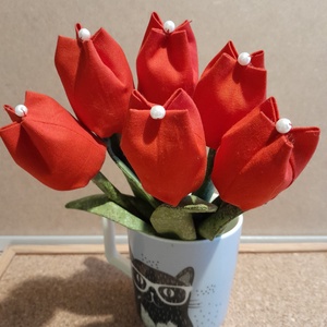 Textil tulipán 6db, Otthon & Életmód, Virágdekoráció, Virágok, Szálas virág, Varrás, MESKA