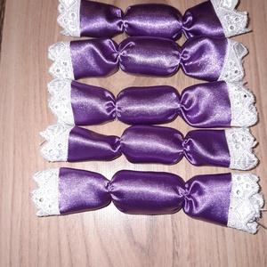 Textil szaloncukor,  ( lila-fehér) - Meska.hu