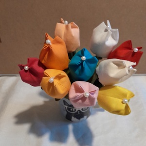 Textil tulipán 10szál, Otthon & Életmód, Virágdekoráció, Virágok, Virágcsokor, Varrás, MESKA