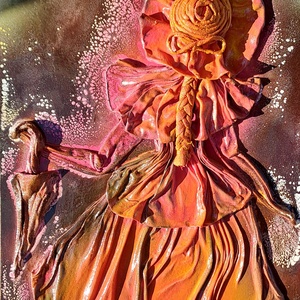 Nő esernyővel, 20x30cm - Meska.hu