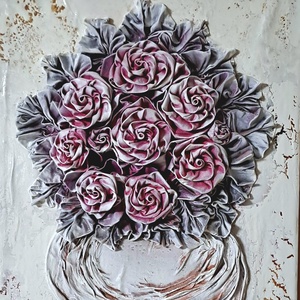 Rózsák vázában, 30x40cm - Meska.hu