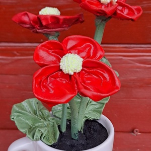 Piros kisvirágok csészében - otthon & életmód - dekoráció - Meska.hu