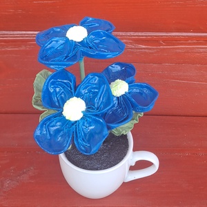Kék kisvirágok csészében - otthon & életmód - dekoráció - Meska.hu