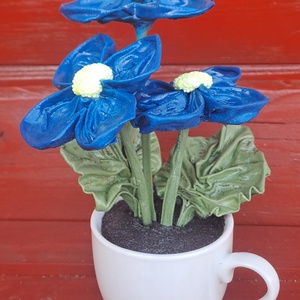 Kék kisvirágok csészében - otthon & életmód - dekoráció - Meska.hu