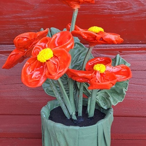 Kisvirágok zöld tartóban, Otthon & Életmód, Dekoráció, Virágdísz és tartó, Virágdíszek, Asztali virágdísz, , MESKA