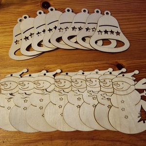 Karácsonyi fa díszek 2db/csomag, Karácsony, Karácsonyi lakásdekoráció, Karácsonyfadíszek, Famegmunkálás, MESKA