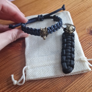 Farkas fejes szett, Ékszer, Karkötő, Fonott karkötő, Fonás (csuhé, gyékény, stb.), MESKA