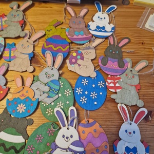 Húsvéti nyuszi és tojás díszek - esküvő - dekoráció - asztaldísz - Meska.hu