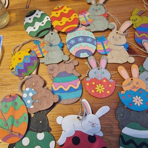 Húsvéti nyuszi és tojás díszek - esküvő - dekoráció - asztaldísz - Meska.hu