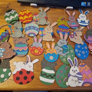 Húsvéti nyuszi és tojás díszek - esküvő - dekoráció - asztaldísz - Meska.hu