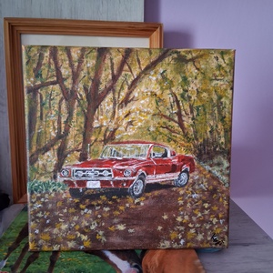Mustang, Művészet, Festmény, Akril, Festészet, Festett tárgyak, MESKA