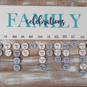 Festett családi születésnapos kalendárium, Otthon & Életmód, Dekoráció, Fali és függő dekoráció, Falinaptár & Öröknaptár, Festett tárgyak, MESKA