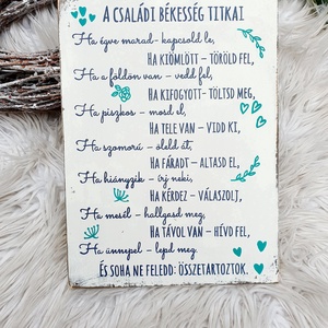 A családi békesség titkai festett fatábla - Meska.hu