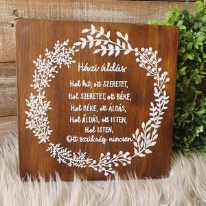 Házi áldás festett fatábla - Meska.hu