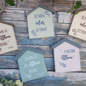 Kézzel festett fa házikók, Otthon & Életmód, Dekoráció, Fali és függő dekoráció, Falra akasztható dekor, Festett tárgyak, Famegmunkálás, MESKA