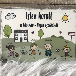 Családi táblácska - ajtóra vagy falra - otthon & életmód - dekoráció - fali és függő dekoráció - falra akasztható dekor - Meska.hu