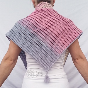 Erdeigyümölcs-joghurt horgolt kendő rojtokkal - ruha & divat - sál, sapka, kendő - kendő - Meska.hu