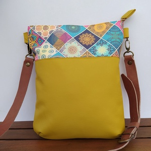 Mustársárga csempemintás válltáska  - táska & tok - kézitáska & válltáska - válltáska - Meska.hu