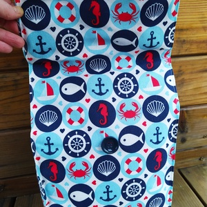 Tengeri mintás tízórais/ uzsonnás zacsi - táska & tok - uzsonna- & ebéd tartó - ebéd tasak, doboz - Meska.hu