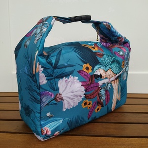 Türkiz madaras lunch bag, Táska & Tok, Uzsonna- & Ebéd tartó, Ebéd tasak, doboz, Varrás, MESKA