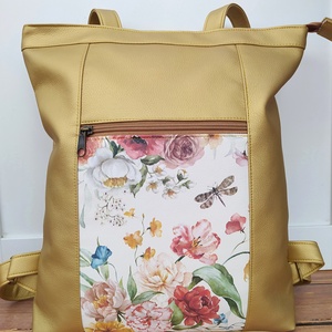 Arany virágos textilbőr hátizsák, Táska & Tok, Hátizsák, Hátizsák, Varrás, MESKA