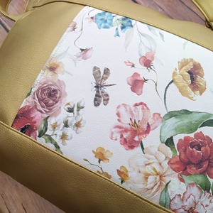 Arany virágos textilbőr hátizsák - táska & tok - hátizsák - hátizsák - Meska.hu