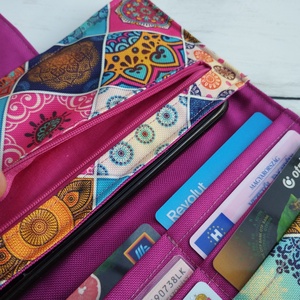 Ciklámen-csempemintás pénztárca, Táska & Tok, Pénztárca & Más tok, Pénztárca, Női pénztárca, Varrás, MESKA