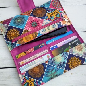 Ciklámen-csempemintás pénztárca - táska & tok - pénztárca & más tok - pénztárca - női pénztárca - Meska.hu