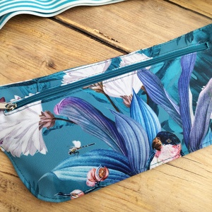 Türkiz virágos futós övtáska , Táska & Tok, Övtáska, Varrás, MESKA