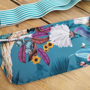 Türkiz virágos futós övtáska  - táska & tok - övtáska - Meska.hu