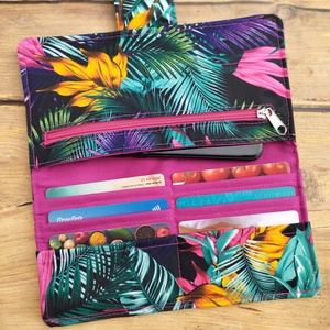 Türkiz-ciklámen leveles pénztárca, Táska & Tok, Pénztárca & Más tok, Pénztárca, Női pénztárca, Varrás, MESKA