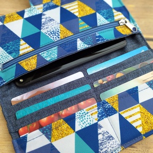 Kék geometriai mintás pénztárca - táska & tok - pénztárca & más tok - pénztárca - női pénztárca - Meska.hu