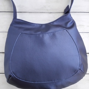 Metálkék textilbőr válltáska - Meska.hu