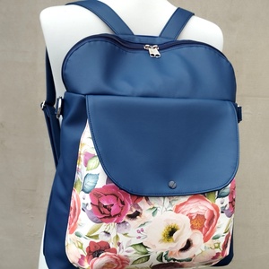 Kék textilbőr virgmintás hátizsák , Táska & Tok, Hátizsák, Hátizsák, Varrás, MESKA