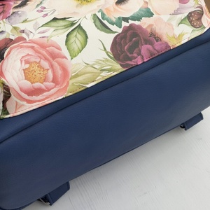 Kék textilbőr virgmintás hátizsák  - táska & tok - hátizsák - hátizsák - Meska.hu