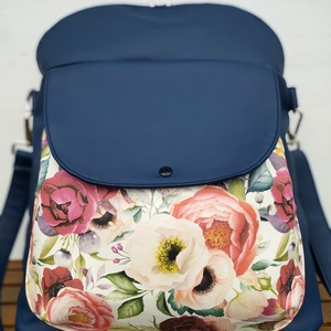 Kék textilbőr virgmintás hátizsák  - táska & tok - hátizsák - hátizsák - Meska.hu