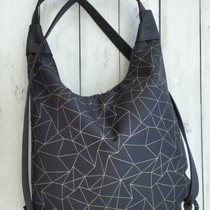 Fekete textilbőr hátizsák  - táska & tok - variálható táska - Meska.hu