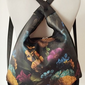 Fekete textilbőr hátizsák  - táska & tok - variálható táska - Meska.hu