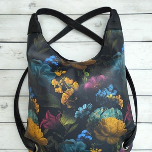 Fekete textilbőr hátizsák , Táska & Tok, Variálható táska, Varrás, MESKA