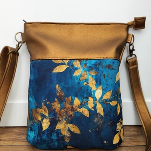 Bronz- türkiz leveles válltáska  - táska & tok - kézitáska & válltáska - válltáska - Meska.hu